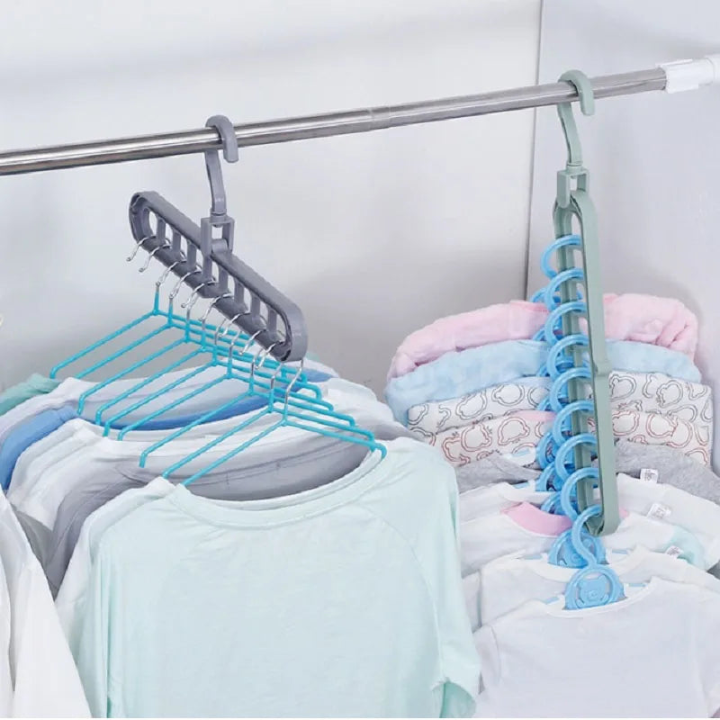 9-Hole Clothes Hanger Rack Closet Organizer Space Saving