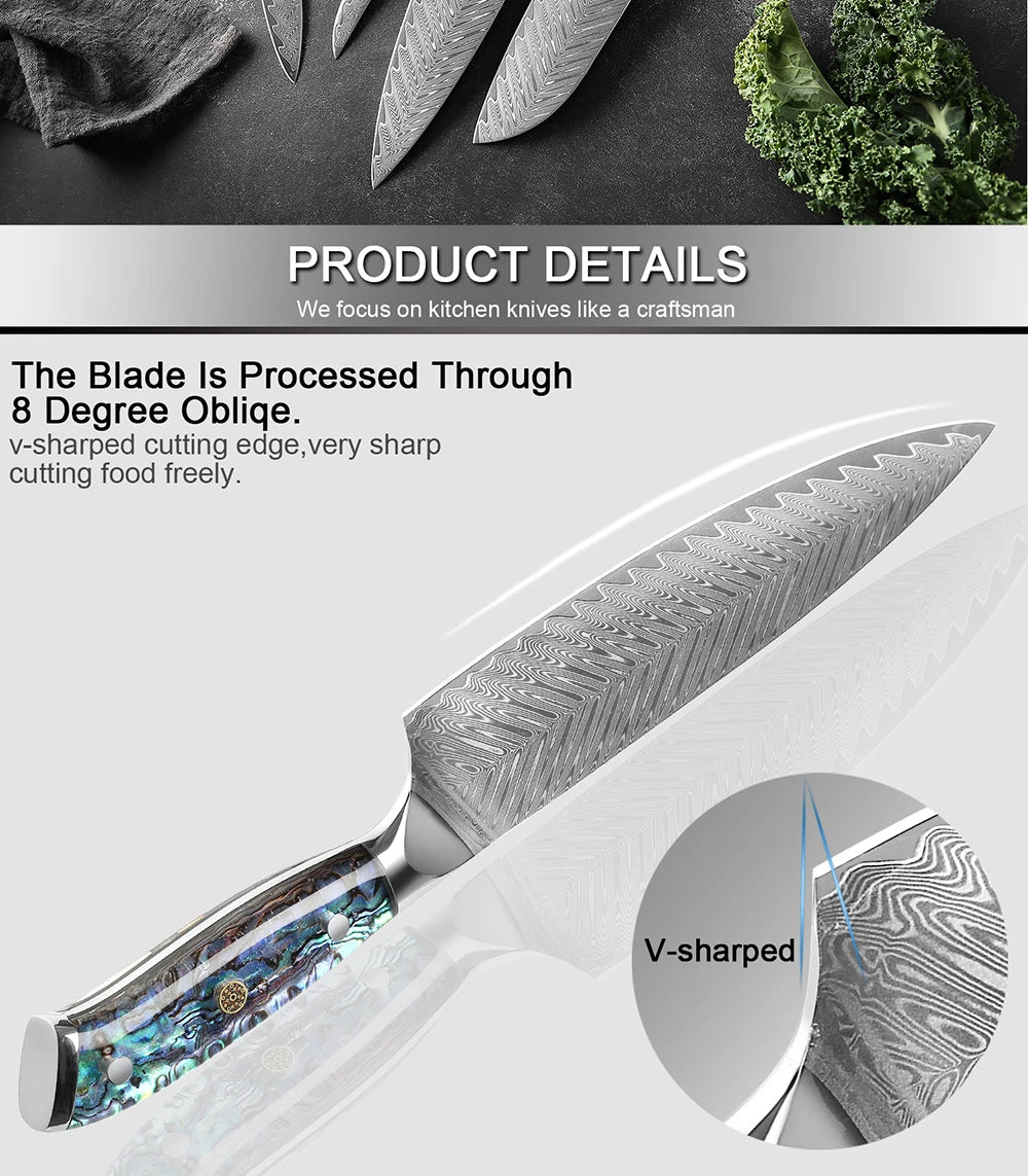 Xituo Damascus Steel Knife 1-5 Chef Knife Japanese
