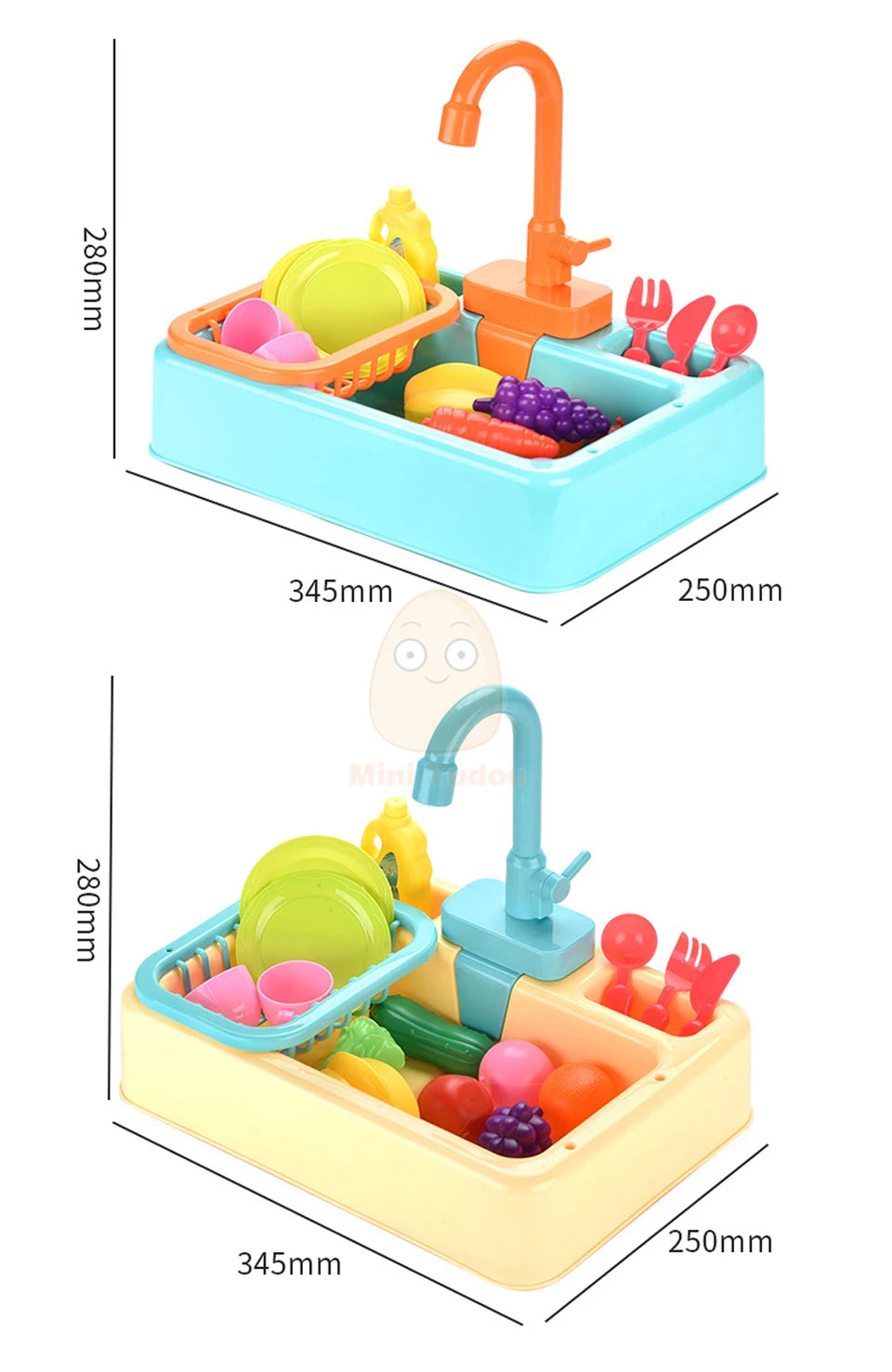 Toy Plastic Dish Wash Sink Children Simulation Pretend