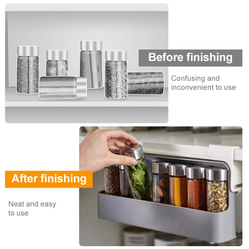 Spice Rack Self-Adhesive Spice Organizer Rack Seasoning Bottle
