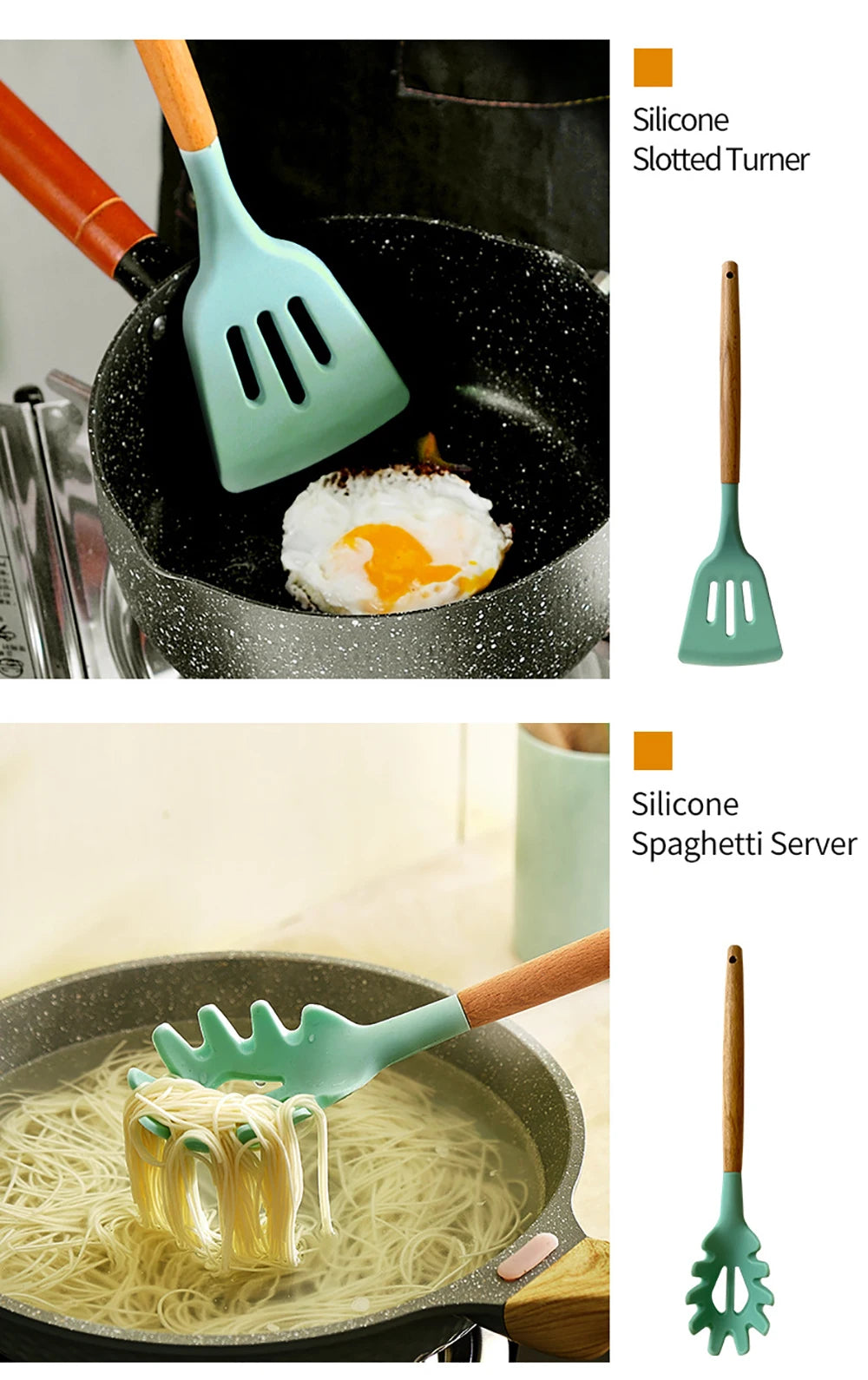 12pcs Silicone Utensils Non-Stick Cookware Spatula Shovel Egg