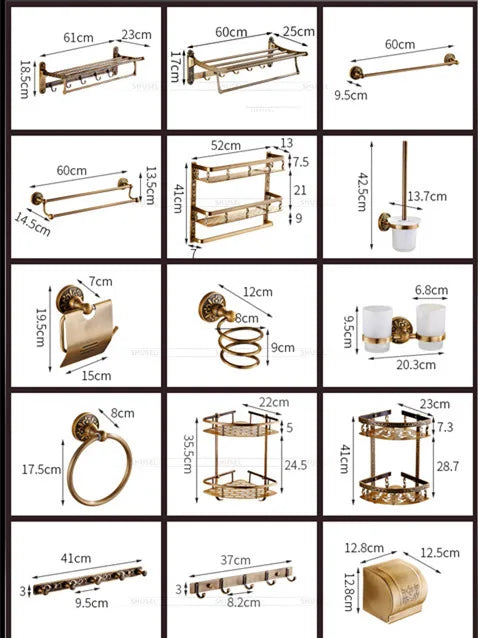 Tuqiu Bathroom Antique Bronze Carved Aluminum Bath Hardware