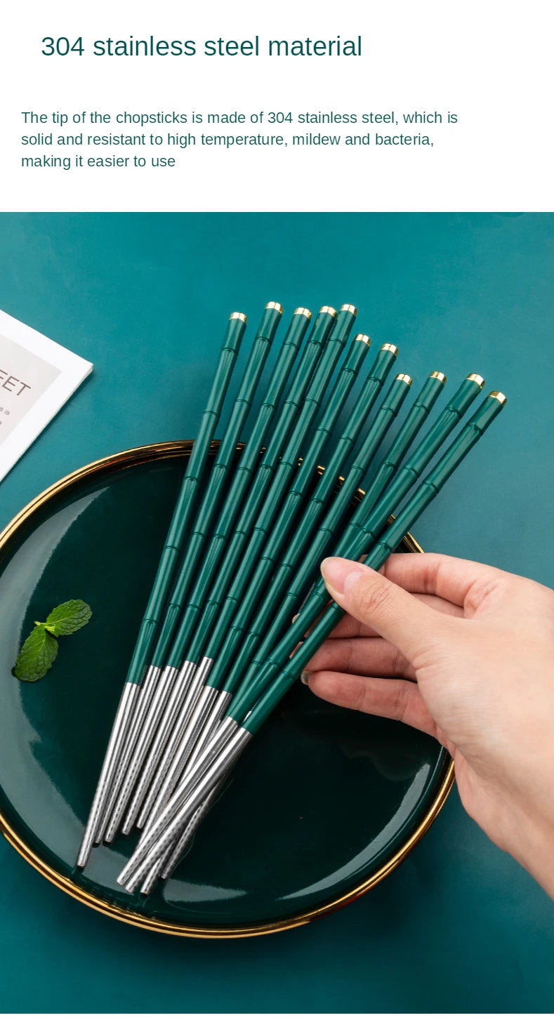 High-End Japanese Stainless Steel Chopsticks Metal Non-Slip Steel