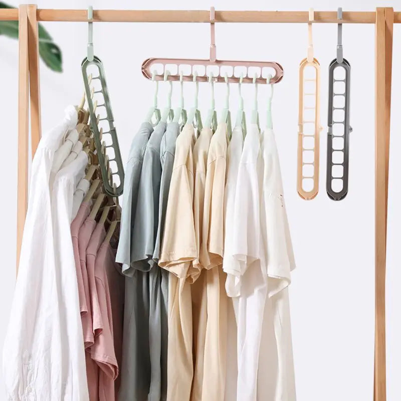 9-Hole Clothes Hanger Rack Closet Organizer Space Saving