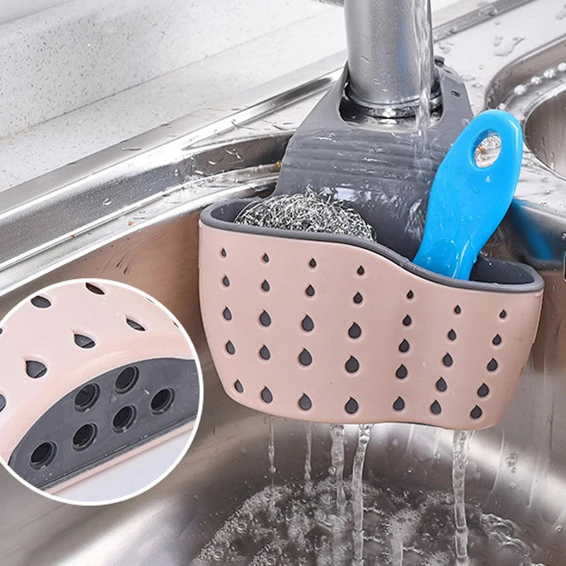 Sink Holder Hanging Drain Basket Adjustable Soap Sponge
