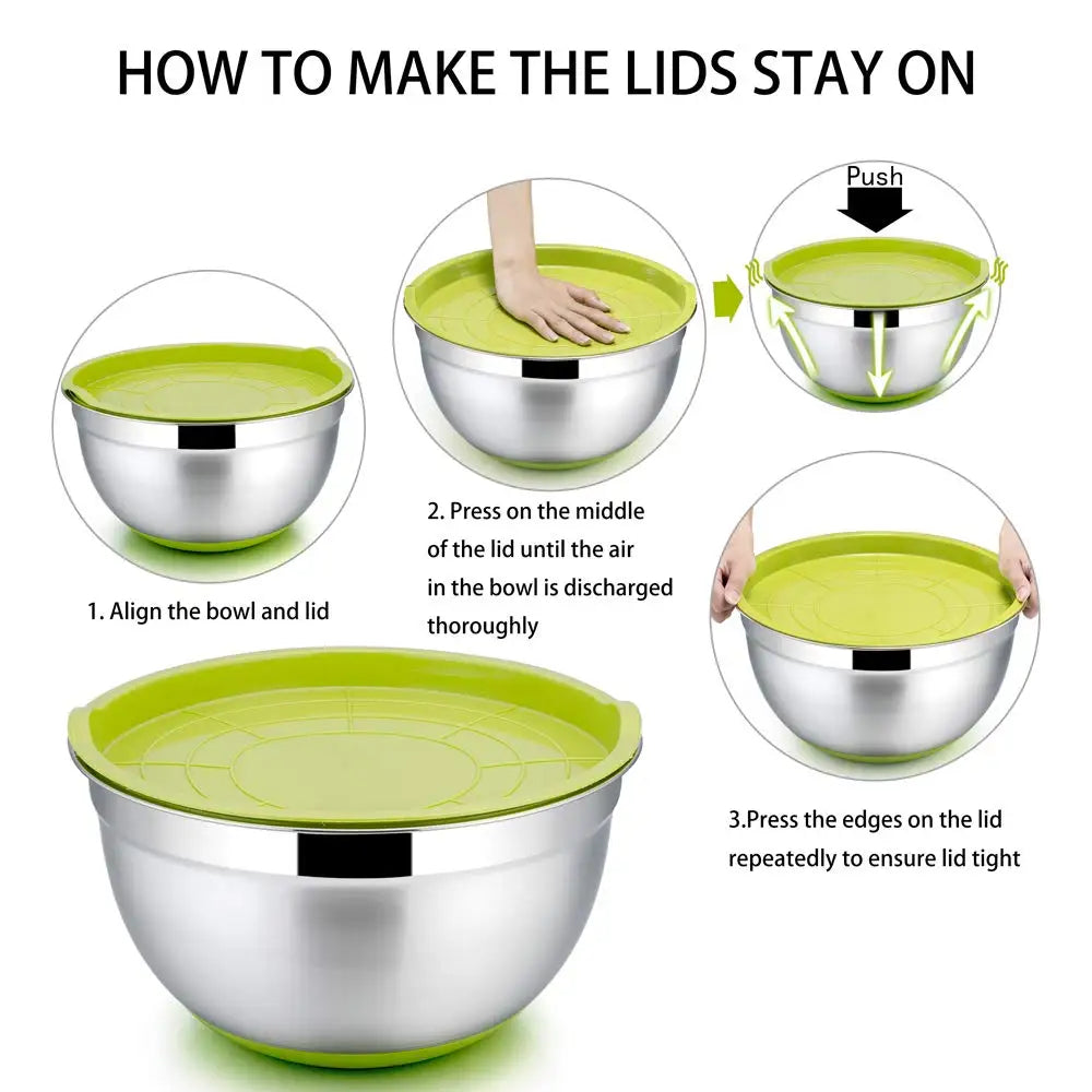 Colors Stainless Steel Mixing Bowl Lid Egg Mixer