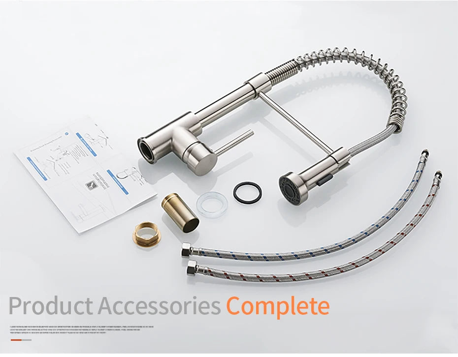 Faucets Sink Stainless Steel Handle Hole Pull Down
