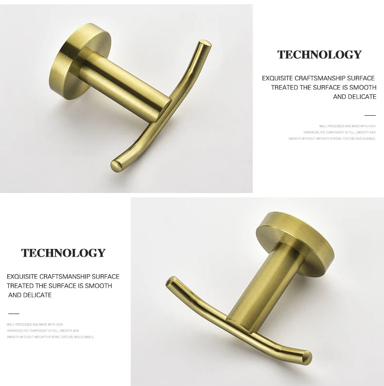 Bathroom Hardware Brushed Gold Toilet Brush Holder Robe