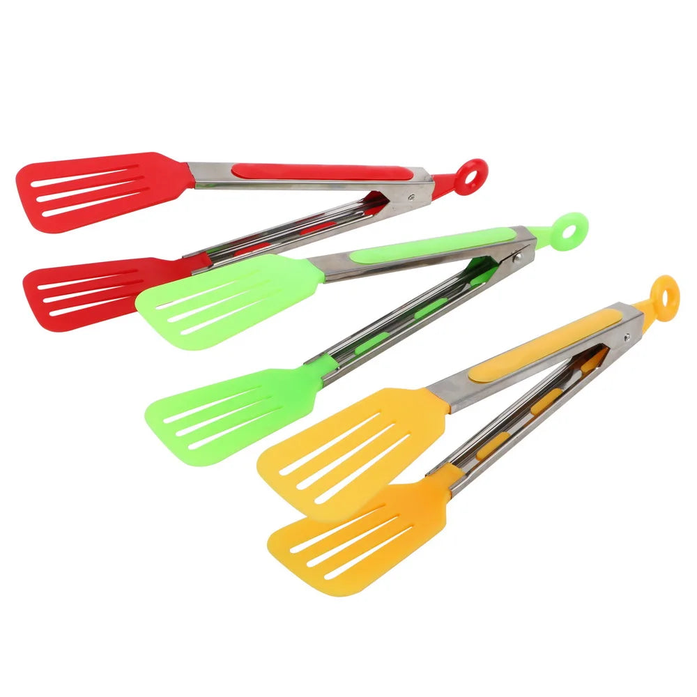 Cooking Non-Stick Tongs Pizza Bread Steak Clip Stainless
