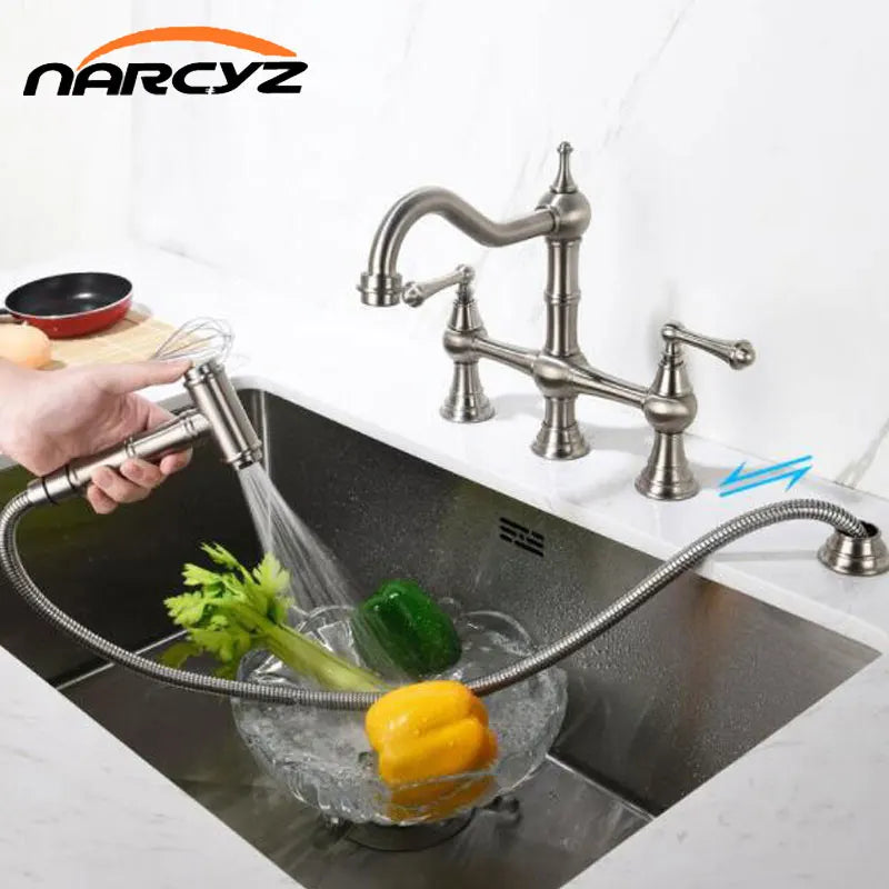 Basin Faucet Cold Faucet Brass Double-Handle Swivel Sink