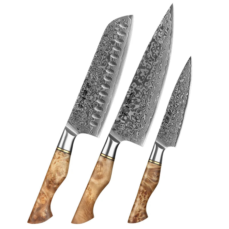 Hezhen Knife 1-7pc Damascus Steel Knives Chef Knife