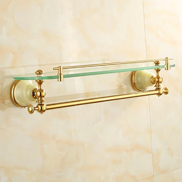 Tuqiu Bathroom Gold Bathroom Shelf Towel Rack Towel