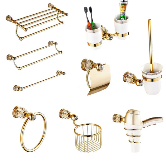 Luxury Gold Crystal Brass Bathroom Bathroom Hardware Gold