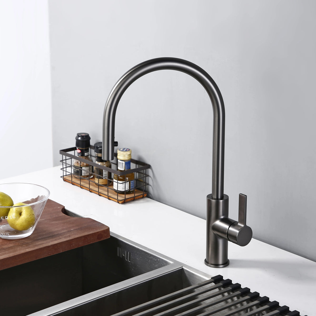 Handle Pull Out Faucet Brushed Gunmetal Matt Black