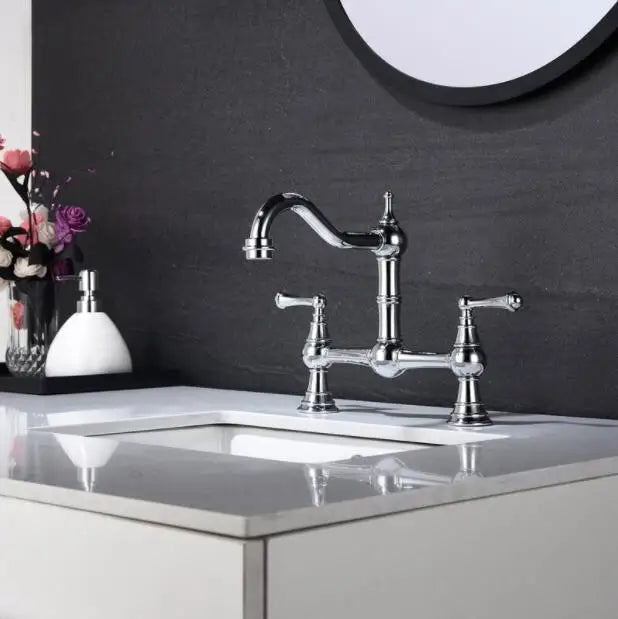 Basin Faucet Cold Faucet Brass Double-Handle Swivel Sink