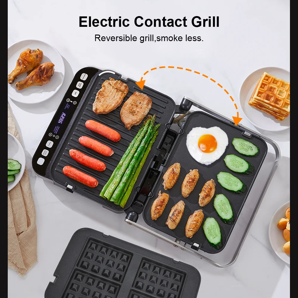 Biolomix 2000w Electric Contact Grill Digital Griddle Panini