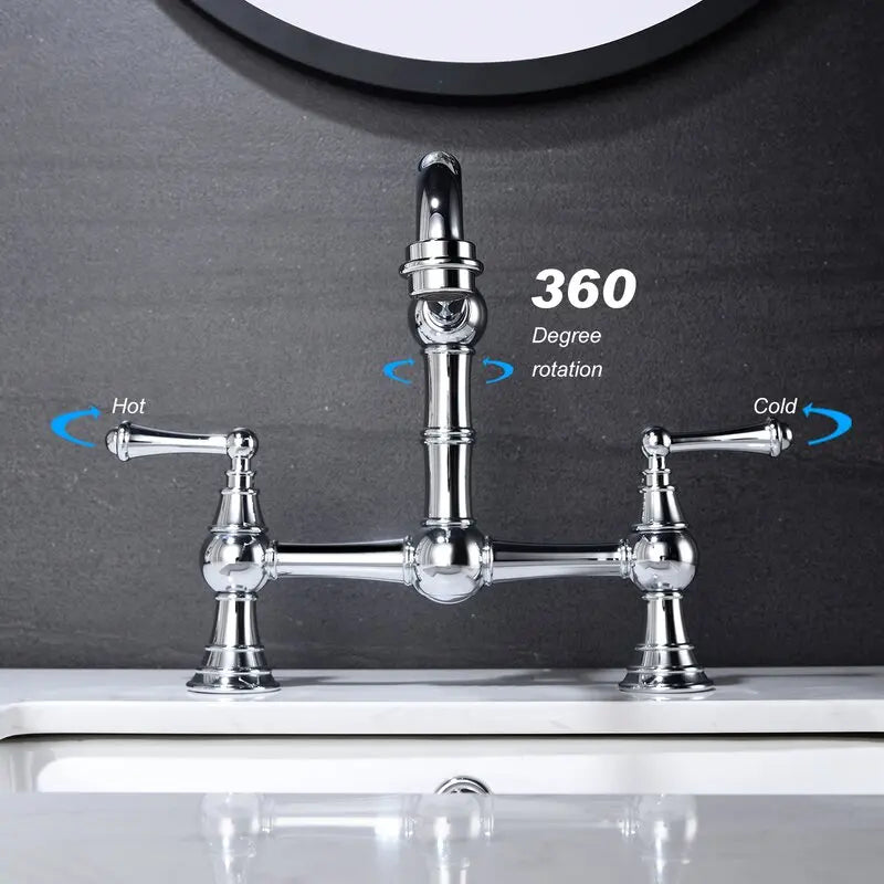 Basin Faucet Cold Faucet Brass Double-Handle Swivel Sink