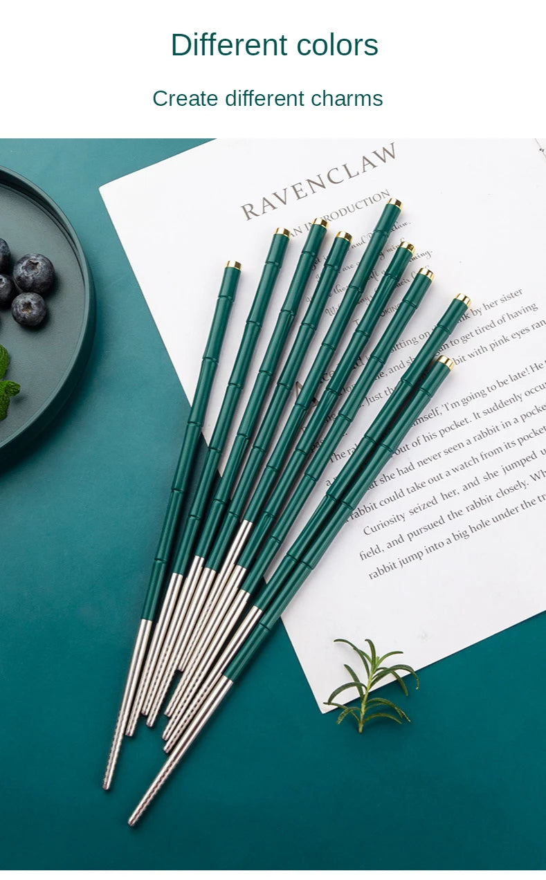 High-End Japanese Stainless Steel Chopsticks Metal Non-Slip Steel
