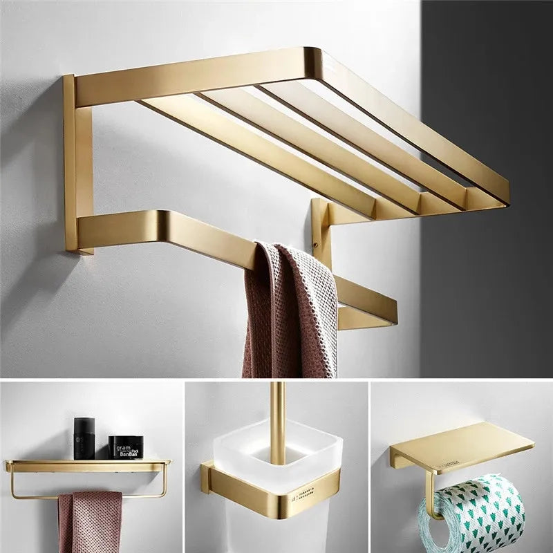 Bathroom Towel Rack Corner Shelf Paper Holder Hook