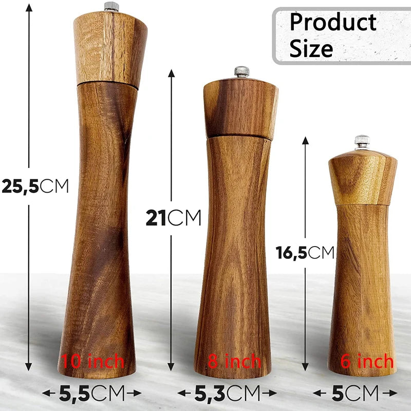 Flymuyu Salt Pepper Grinder Acacia Wooden Spice Pepper
