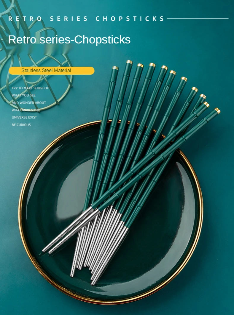 High-End Japanese Stainless Steel Chopsticks Metal Non-Slip Steel