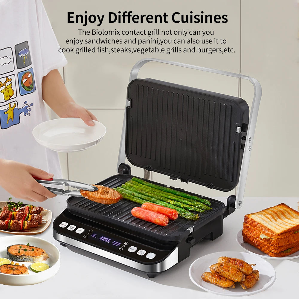 Biolomix 2000w Electric Contact Grill Digital Griddle Panini