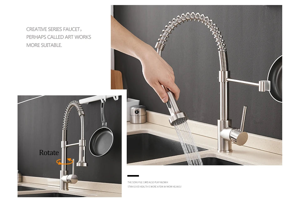 Faucets Sink Stainless Steel Handle Hole Pull Down
