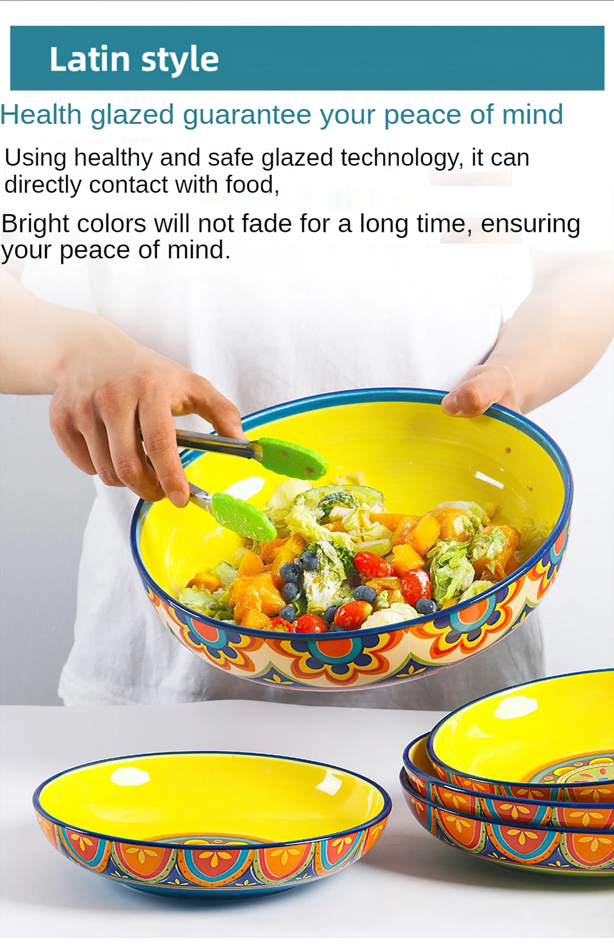 1pcs Ceramic Tableware Bohemian Flat Dinner Plate Western