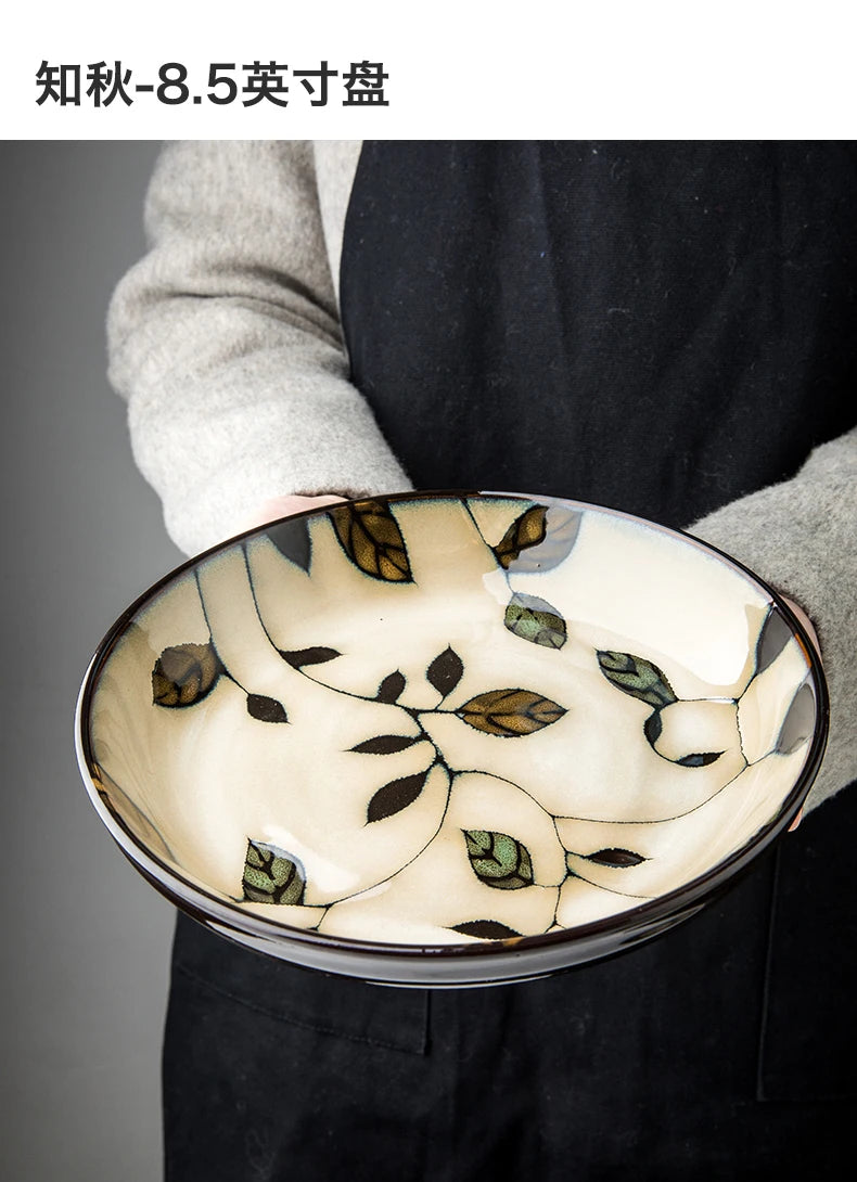 Chinese-Style Ceramic Deep Plate Salad Plate Disc Personality