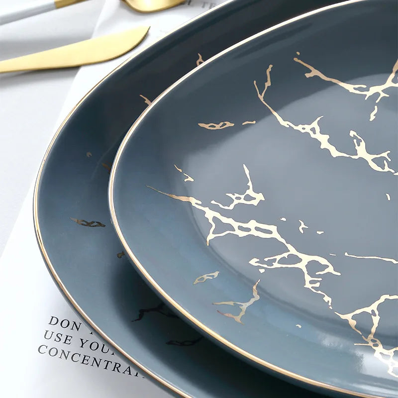 Nordic Dinner Irregular Plates Ins Gold Inlay Dinner