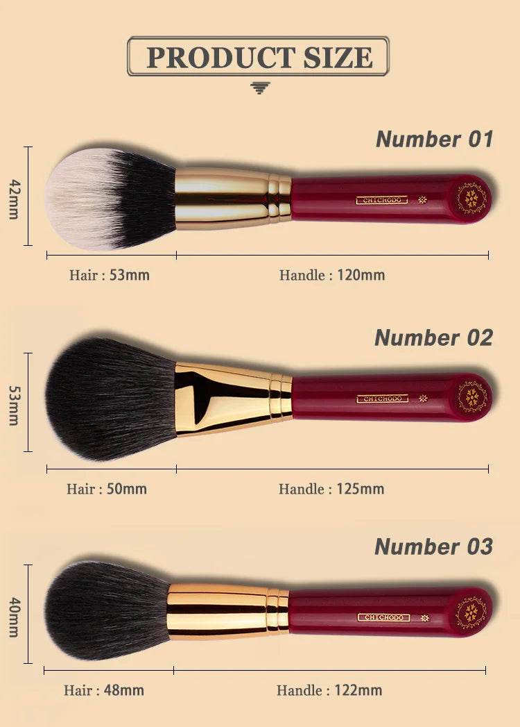 Chichodo Makeup Brush-Luxurious Red Rose Series 20pcs Animal