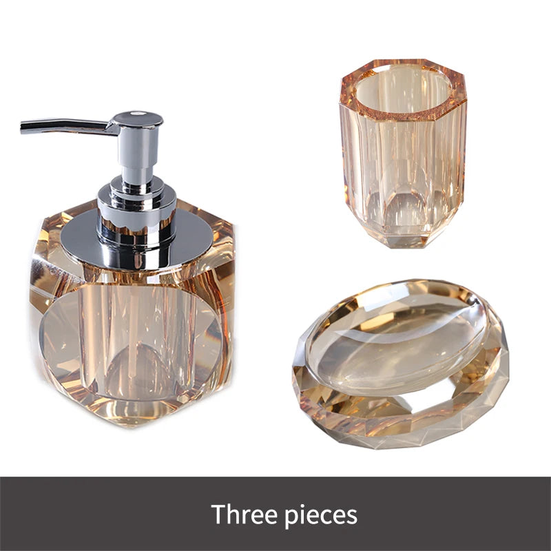 Crystal Glass Bathroom Toothbrush Cup Soap Dish Bottling