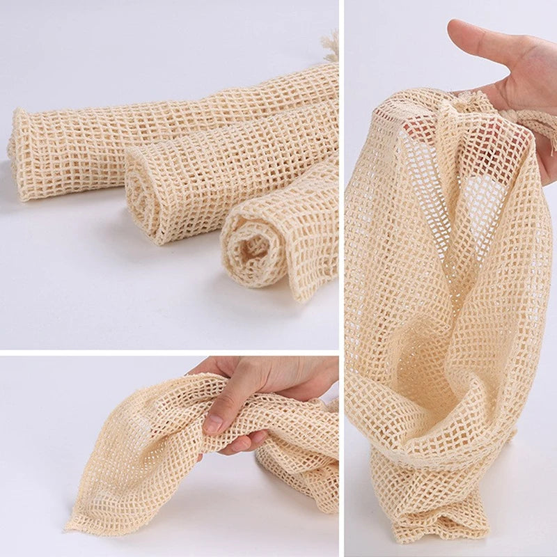 Reusable Cotton Mesh Produce Bags Vegetable Fruit Food