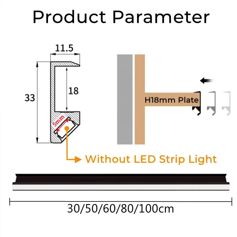 5/1m/Pcs Led Cabinet Shelf Light 45 Lighting Recessed