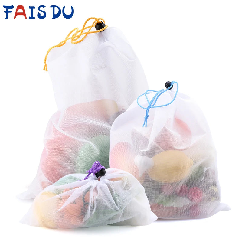 5pcs Colorful Reusable Fruit Vegetable Bags Reusable Net