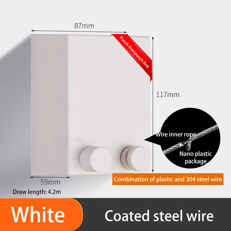 Punch-Free Retractable Clothesline Hotel Wall Hanging Clothes