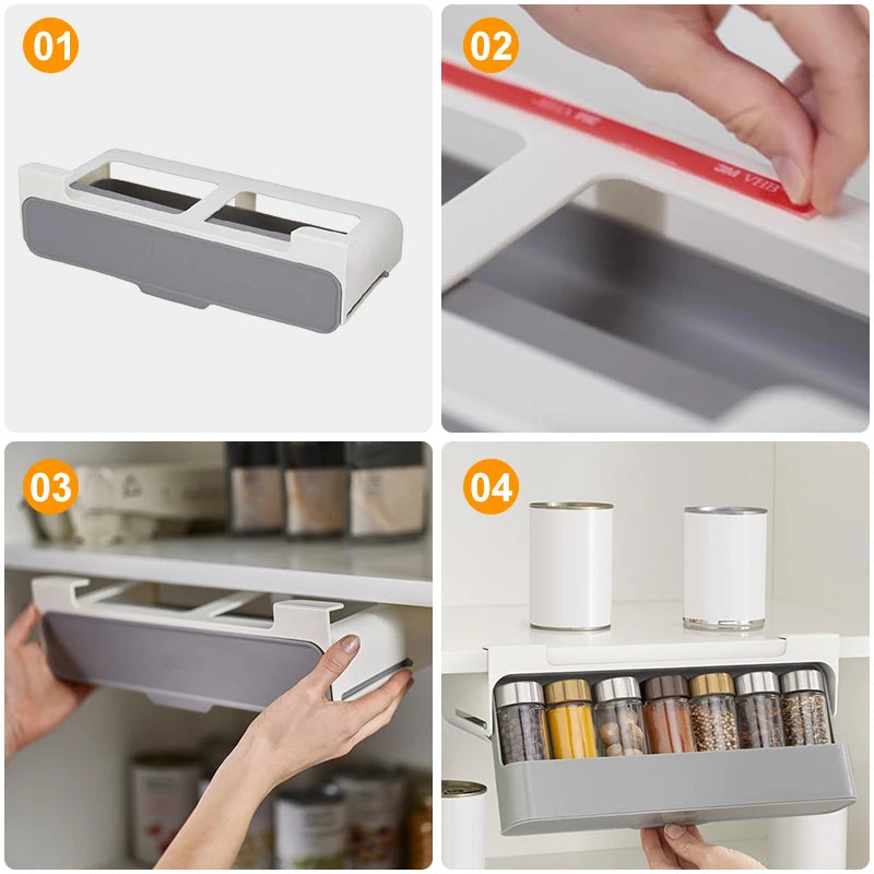Spice Rack Self-Adhesive Spice Organizer Rack Seasoning Bottle