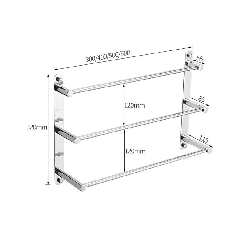 Chrome Bathroom Towel Rack 304 Stainless Steel Towel