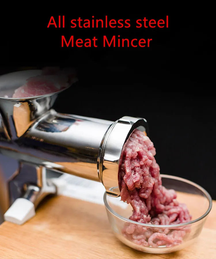 Meat Grinder Mincer Silver Stainless Steel Hand Crank
