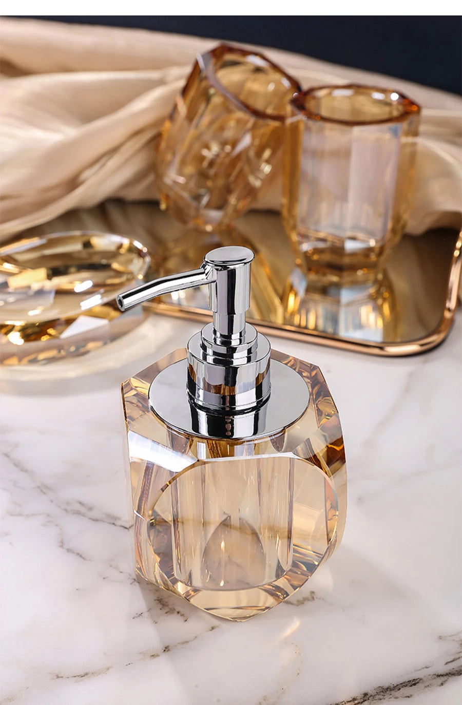 Crystal Glass Bathroom Toothbrush Cup Soap Dish Bottling