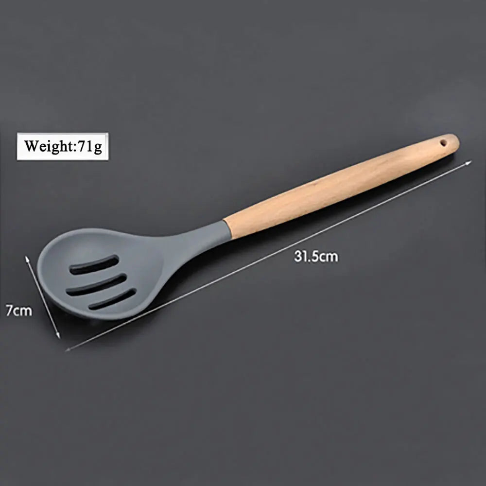 Silicone World Cooking Kitchenware Silicone Utensils Wooden