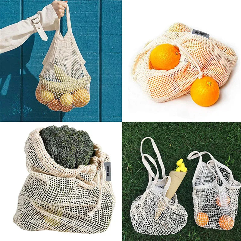 Reusable Cotton Mesh Produce Bags Vegetable Fruit Food