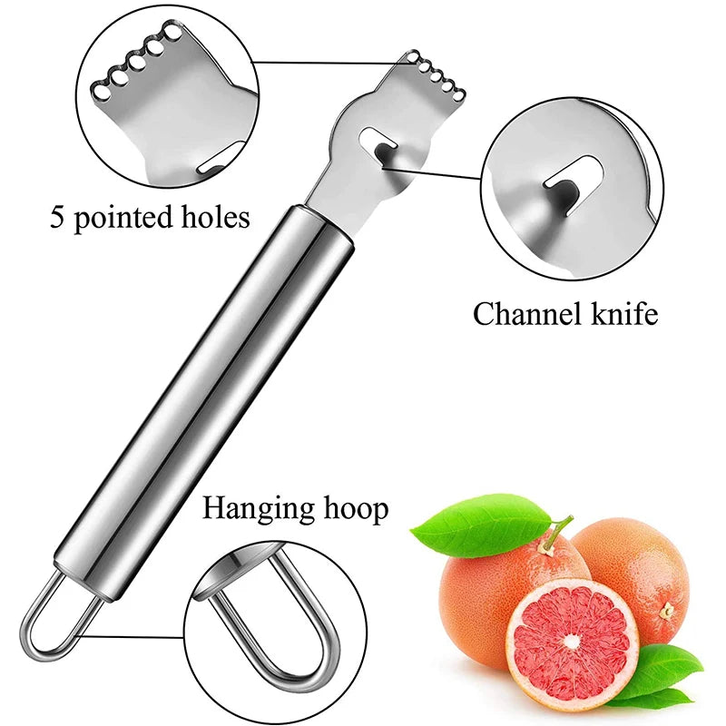 Stainless Steel Lemon Zester Grater Channel Knife Hanging