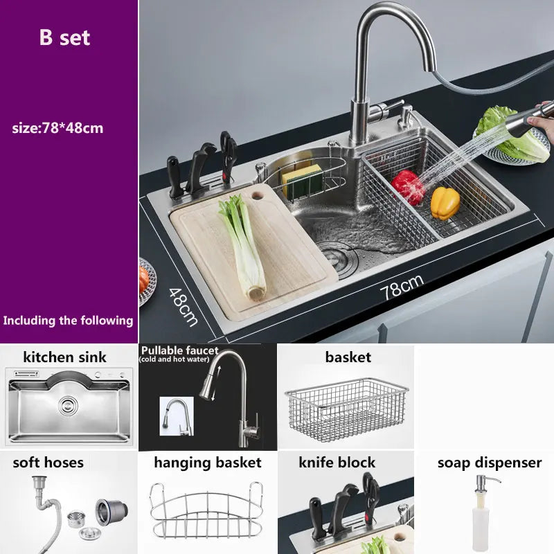 Sink Stainless Steel 2mm Thickness Brushed Sinks Bowl