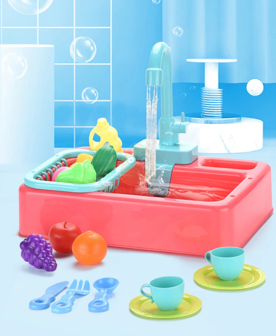 Toy Plastic Dish Wash Sink Children Simulation Pretend