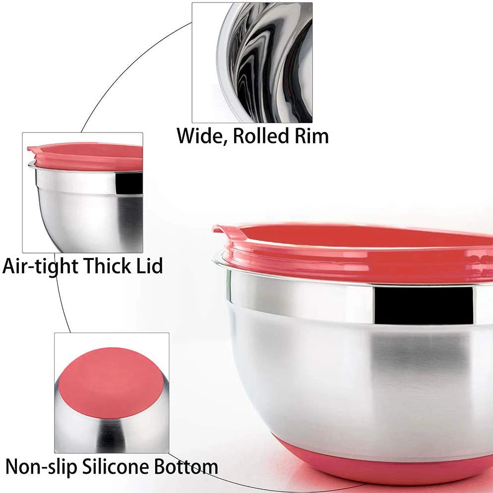 Colors Stainless Steel Mixing Bowl Lid Egg Mixer