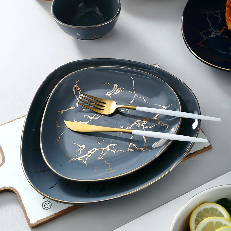 Nordic Dinner Irregular Plates Ins Gold Inlay Dinner