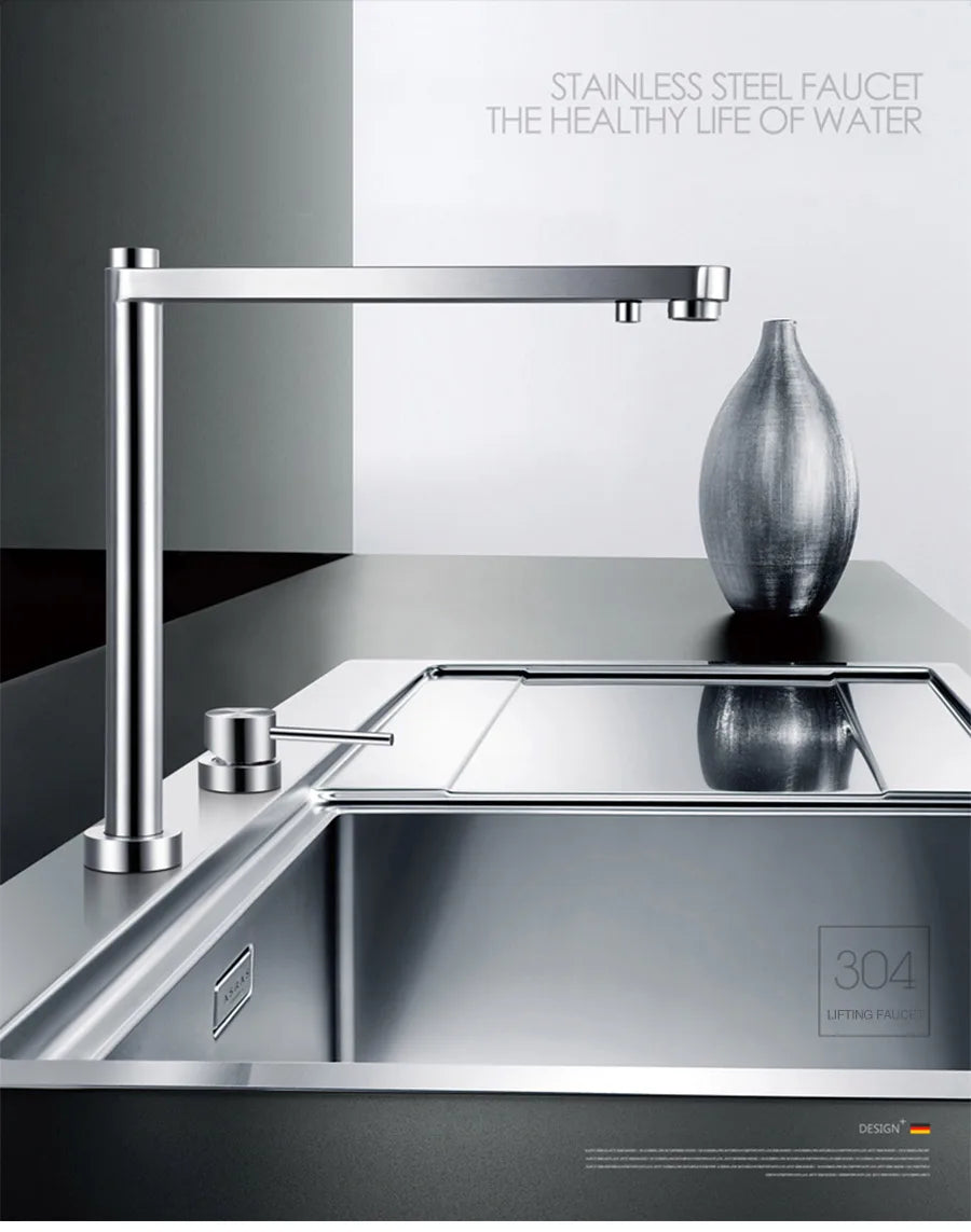 Asras Sink Faucet 304 Stainless Steel Lifting Faucet