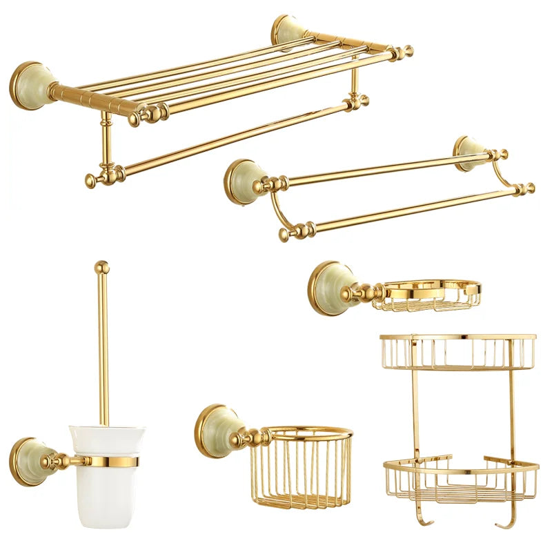 Tuqiu Bathroom Gold Bathroom Shelf Towel Rack Towel