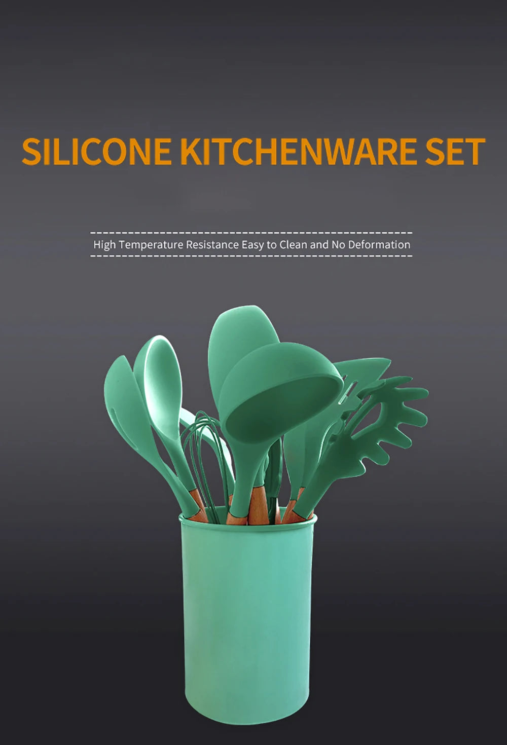 12pcs Silicone Utensils Non-Stick Cookware Spatula Shovel Egg